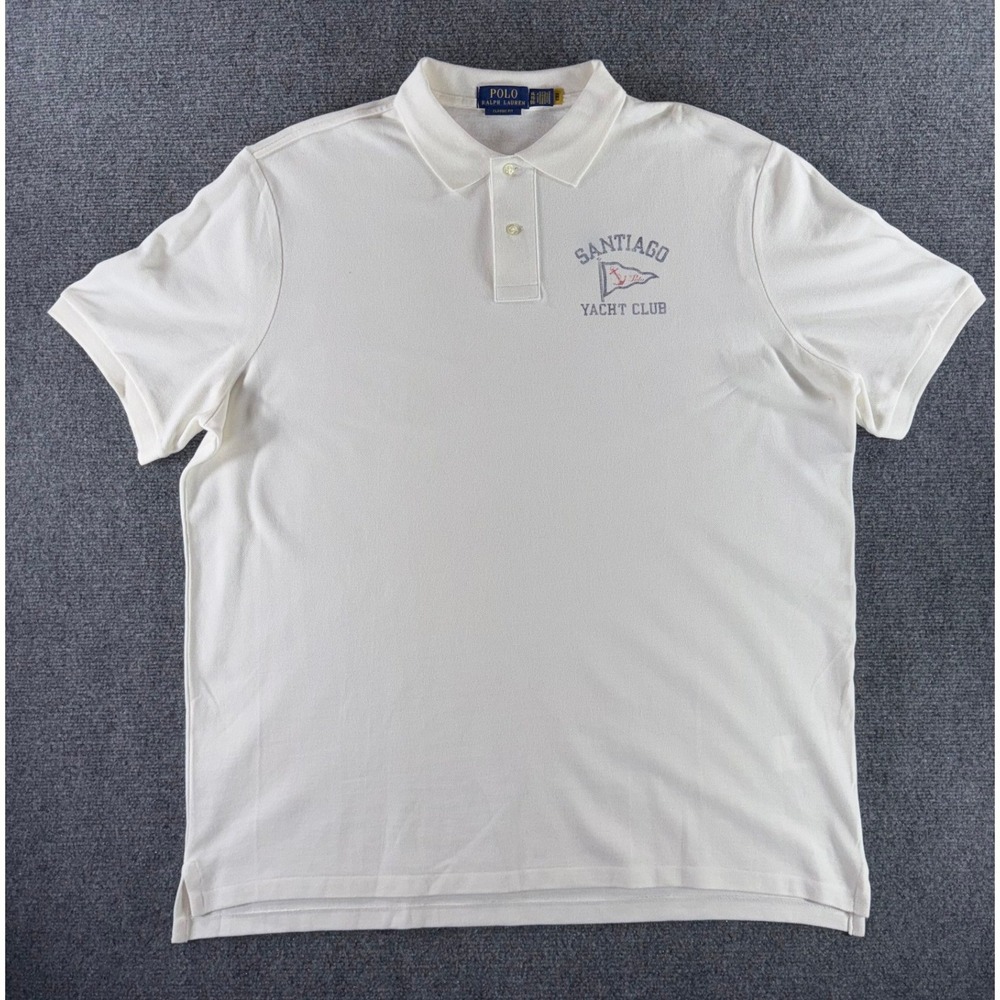 Polo Ralph Lauren Santiago Yacht Club Graphic Polo Shirt Mens XL White